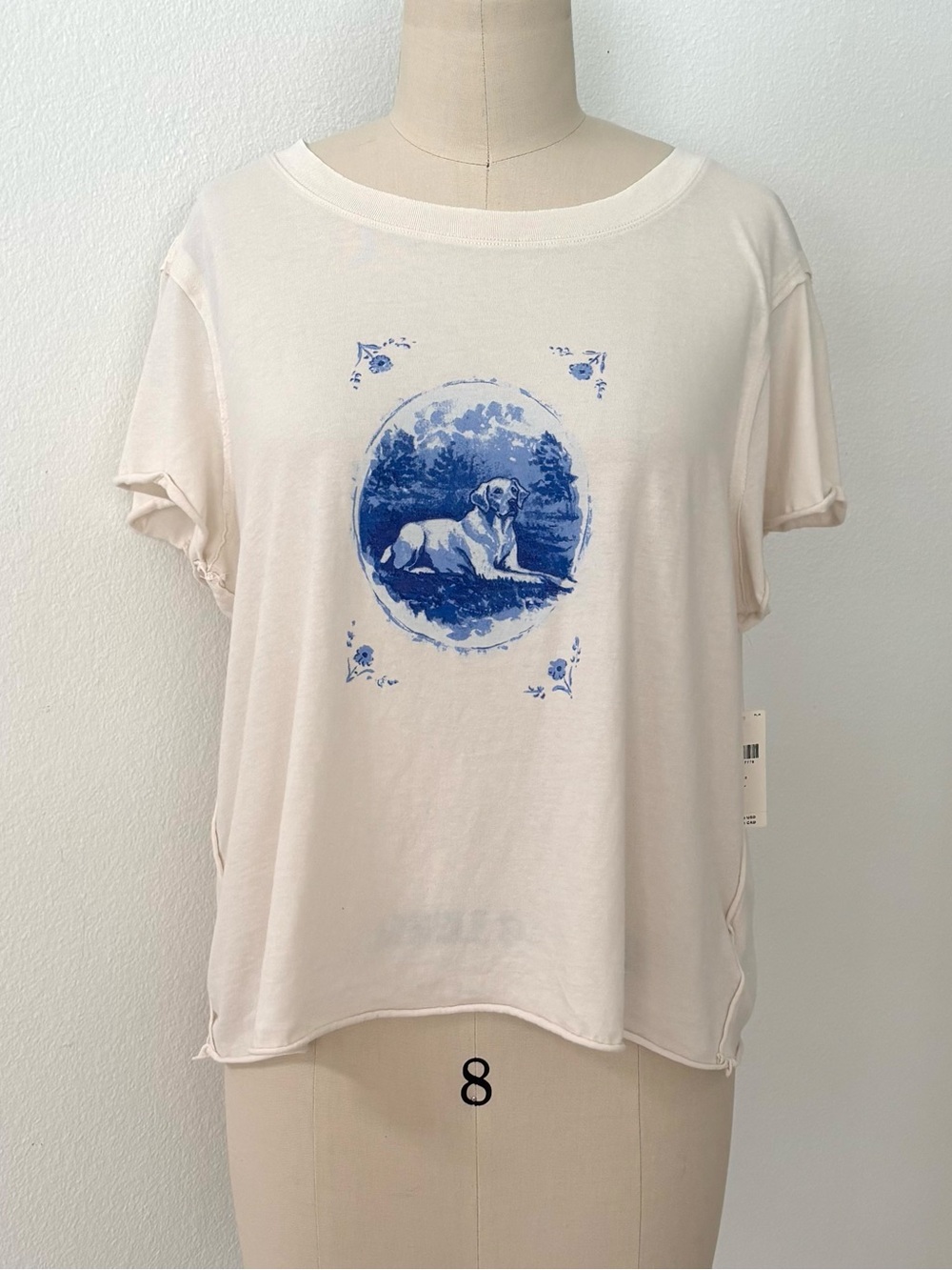 Anthropologie Maeve Caitlin Golden Labrador Retriever Dog T-Shirt NWT Cotton L - Picture 2 of 11